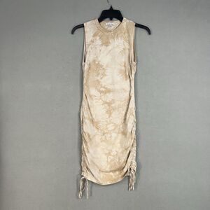 Cotton Citizen Dress Womens XS Beige Tie Dye Ruched Street Casual Lounge Boho